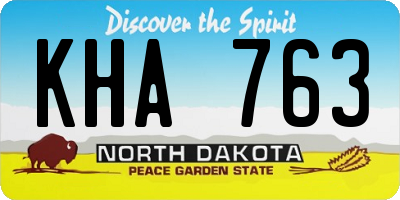 ND license plate KHA763