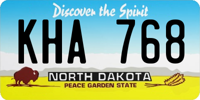 ND license plate KHA768