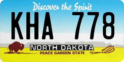ND license plate KHA778