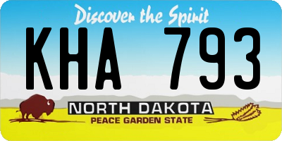 ND license plate KHA793