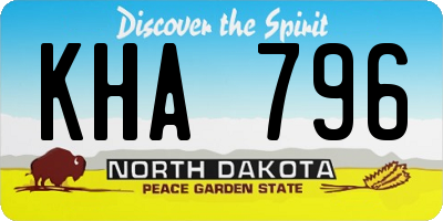 ND license plate KHA796