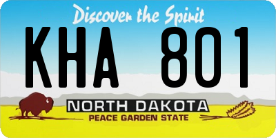 ND license plate KHA801