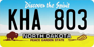 ND license plate KHA803