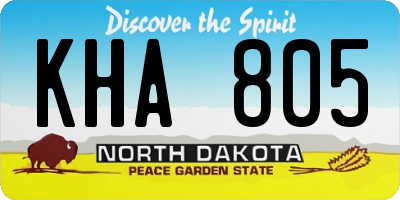 ND license plate KHA805