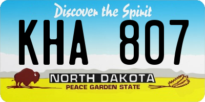 ND license plate KHA807