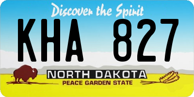 ND license plate KHA827