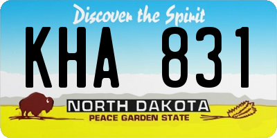 ND license plate KHA831