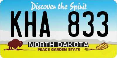 ND license plate KHA833