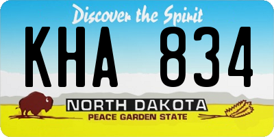 ND license plate KHA834