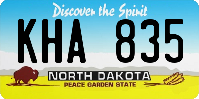 ND license plate KHA835
