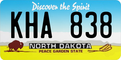ND license plate KHA838