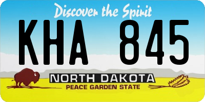 ND license plate KHA845