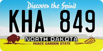 ND license plate KHA849