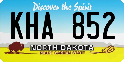 ND license plate KHA852