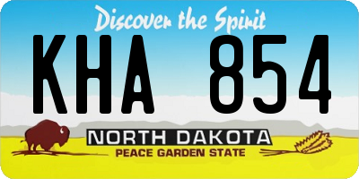 ND license plate KHA854
