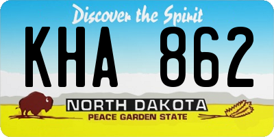 ND license plate KHA862