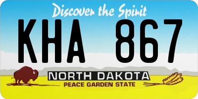 ND license plate KHA867