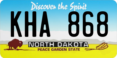 ND license plate KHA868