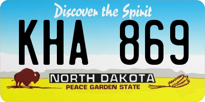 ND license plate KHA869