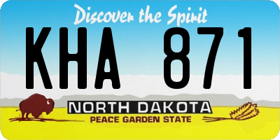 ND license plate KHA871
