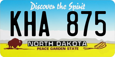 ND license plate KHA875