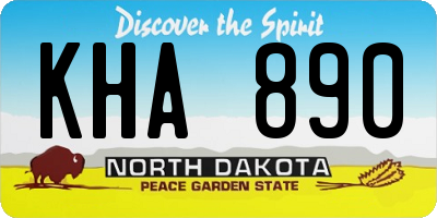 ND license plate KHA890