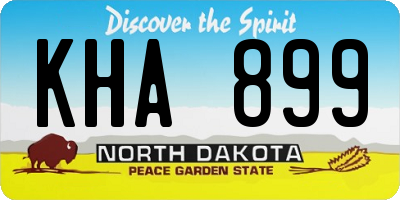 ND license plate KHA899