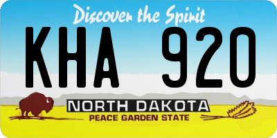 ND license plate KHA920