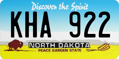 ND license plate KHA922