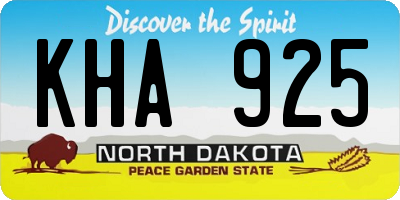 ND license plate KHA925