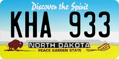 ND license plate KHA933