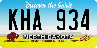 ND license plate KHA934