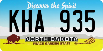 ND license plate KHA935