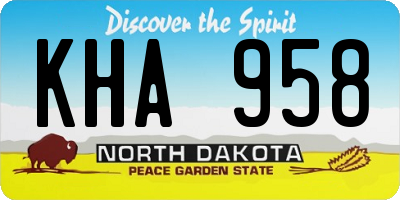 ND license plate KHA958