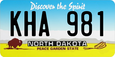 ND license plate KHA981