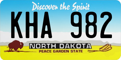 ND license plate KHA982