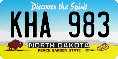 ND license plate KHA983