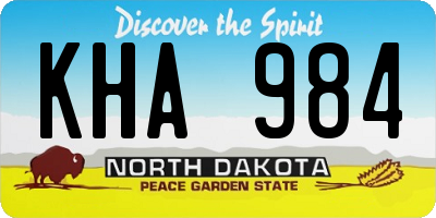 ND license plate KHA984