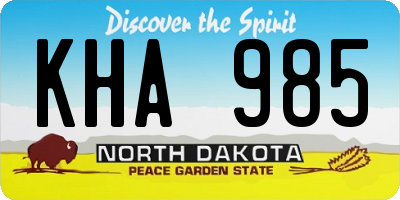 ND license plate KHA985