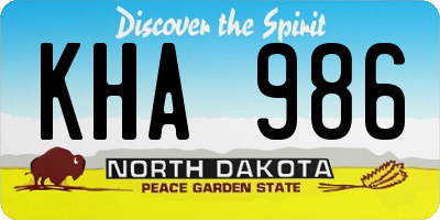 ND license plate KHA986