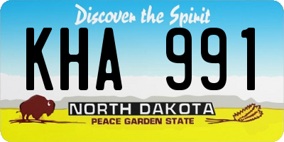 ND license plate KHA991