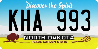 ND license plate KHA993