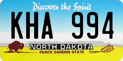 ND license plate KHA994