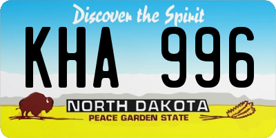 ND license plate KHA996
