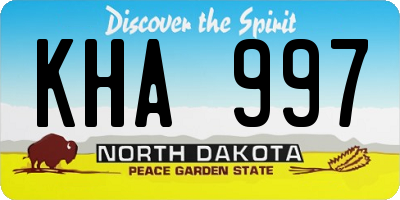 ND license plate KHA997