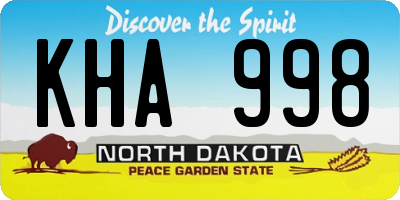 ND license plate KHA998