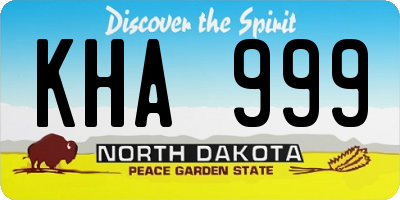 ND license plate KHA999