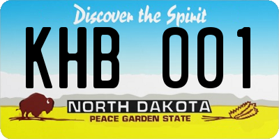 ND license plate KHB001