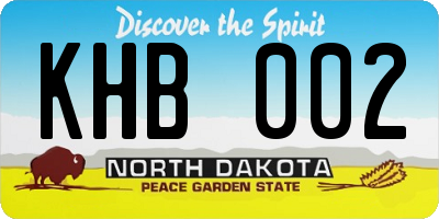 ND license plate KHB002