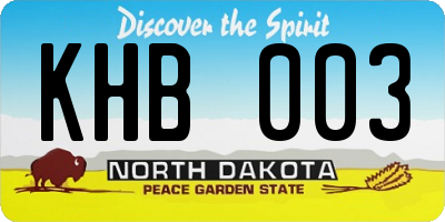 ND license plate KHB003